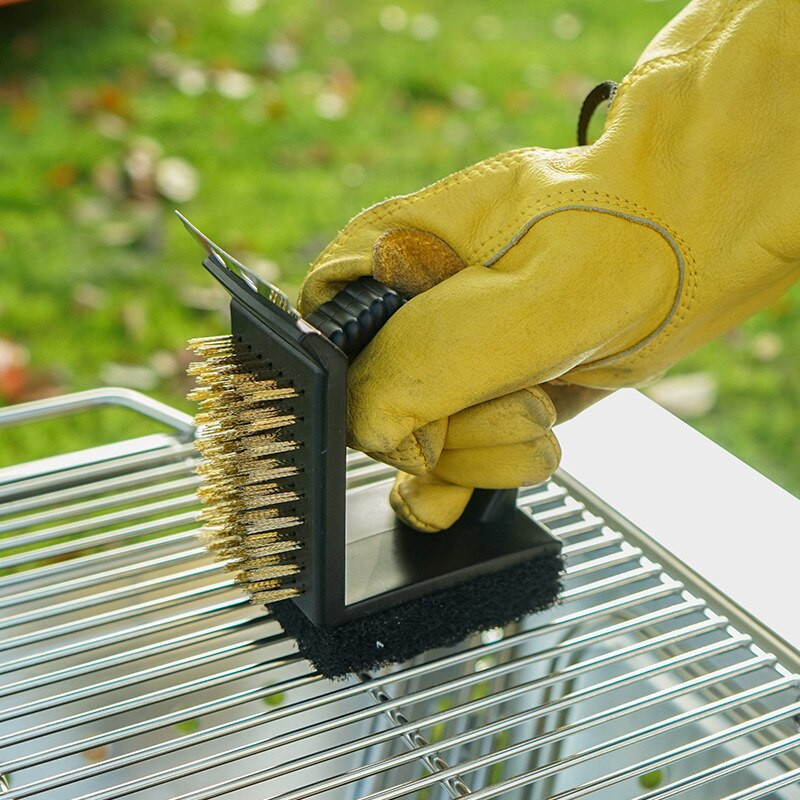 Unelte pentru grătar de camping în aer liber perie de curățare picnic picnic cuptor pentru grătar perie de sârmă de cupru în unghi drept trei în unu perie triunghiulară