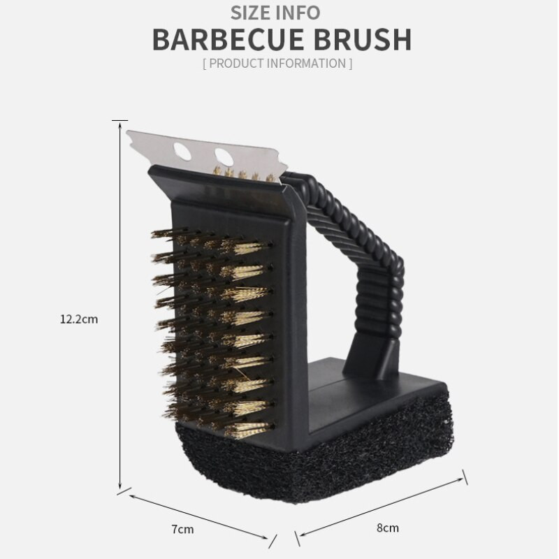 Unelte pentru grătar de camping în aer liber perie de curățare picnic picnic cuptor pentru grătar perie de sârmă de cupru în unghi drept trei în unu perie triunghiulară