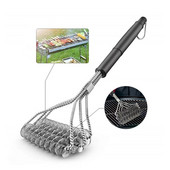 Barbecue Grill Grill kefe tisztító eszköz Rozsdamentes acél drótsörték Tapadásmentes tisztítókefék nyéllel Tartós főzőtartozék