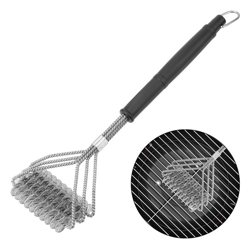 NICEYARD háromfejű grillkaparó grilltisztító kefe rozsdamentes acél minden grilltípushoz Grill tisztító huzal sörték