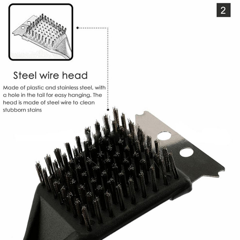 Nerūdijančio plieno grotelių šepetys ir grandiklis grotelių valiklis grotelių valymo šepetys BBQ šepetys grotelių valymui lauko kepsninėje