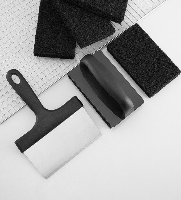 Barbekjū grila BBQ otu tīrīšanas rīks Grila piederumi Nerūsējošā tērauda lāpstiņa Nepiedegoša tīrīšanas birstes Barbekjū piederumi