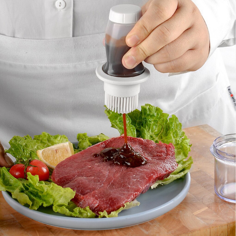 Dozator de ulei Flacon Perie pentru ungerea bucătăriei Detașabil Lavabil Reutilizabil Gratar portabil Vase de gătit Vase de copt Portocaliu