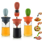 Sticlă dozatoare de ulei de măsline cu perie 2 în 1 picurator din silicon pentru măsurare flacon distribuitor de ulei de gătit pentru instrument de grătar pentru coacere