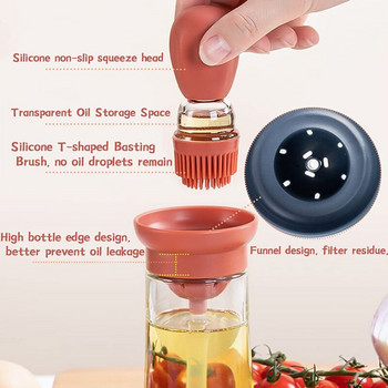 Μπουκάλι δοσομετρητή ελαιόλαδου με βούρτσα 2 σε 1 σιλικόνης σταγονόμετρο μέτρησης μπουκάλι διανομής λαδιού μαγειρικής για ψήσιμο στην κουζίνα Εργαλείο μπάρμπεκιου