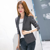 Jachetă în carouri pentru femei, cu mâneci lungi și decolteu ascuțit