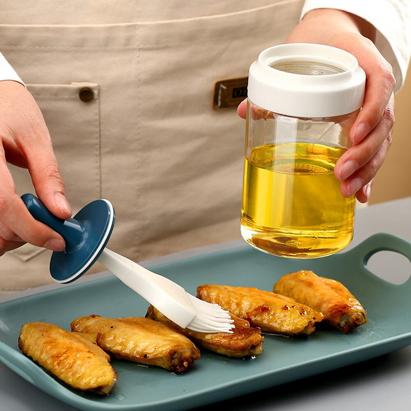 Sticlă de ulei de silicon de bucătărie Perie de ulei pentru coacere Grătar Grătar Dispenser perie de ulei pentru patiserie Friptură Perii pentru ulei de bucătărie Instrument pentru grătar
