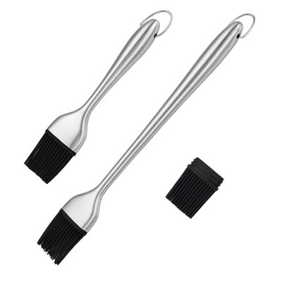 BBQ Oil Brush Silicon Basting Head Χειρολαβή από ανοξείδωτο ατσάλι Γκριλ Μπάρμπεκιου Βούρτσα μαγειρικής κατηγορίας τροφίμων Αποσπώμενη βούρτσα κουζίνας