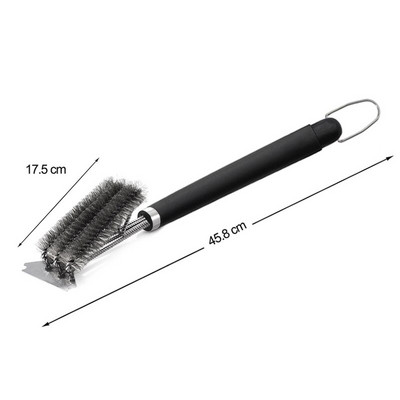 Rozsdamentes acél grillkefe grilltisztító kefe 3 az 1-ben grillkefék BBQ Clean eszköz Grillsütési kellékek