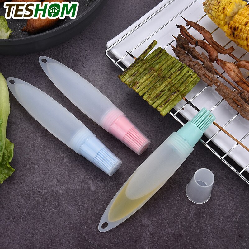 1 buc. Sticla portabilă de ulei din silicon, perie de ulei la temperatură înaltă, coacere, gătit, unelte pentru grătar, perie pentru grătar, gadget-uri de bucătărie