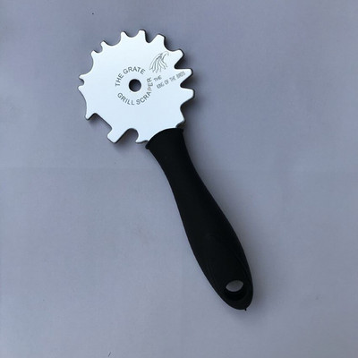 Nerūsējošā tērauda BBQ grila skrāpis - grila restes tīrītājs - grila grila birste bez saru tīrīšanas rīks, melns rokturis
