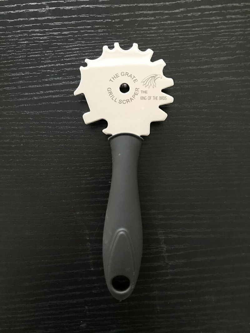 Nerūsējošā tērauda BBQ grila skrāpis - grila restes tīrītājs - grila grila birste bez saru tīrīšanas rīks, melns rokturis
