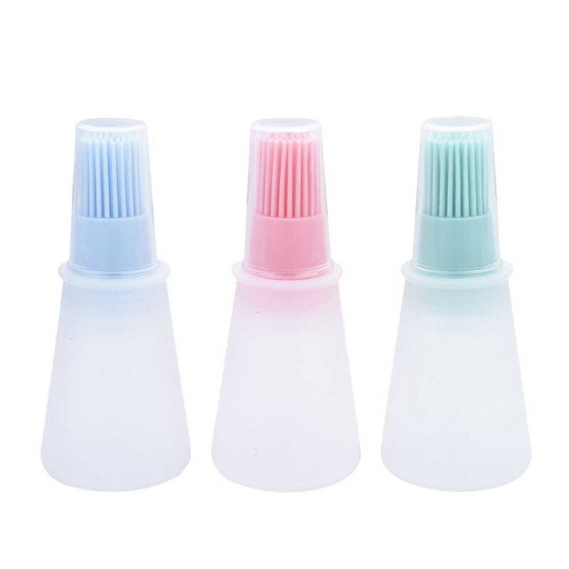 Sticlă portabilă de ulei din silicon cu perie coacere grătar perie pentru ulei de patiserie perie pentru bucătărie coacere miere ulei pentru grătar Gadgets