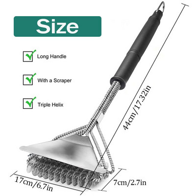 Βούρτσα καθαρισμού ψησταριάς μπάρμπεκιου Κιτ μπάρμπεκιου από ανοξείδωτο ατσάλι Βούρτσα καθαρισμού 3 σε 1 βούρτσα ψησταριάς και ξύστρα Αξεσουάρ κουζίνας Weber