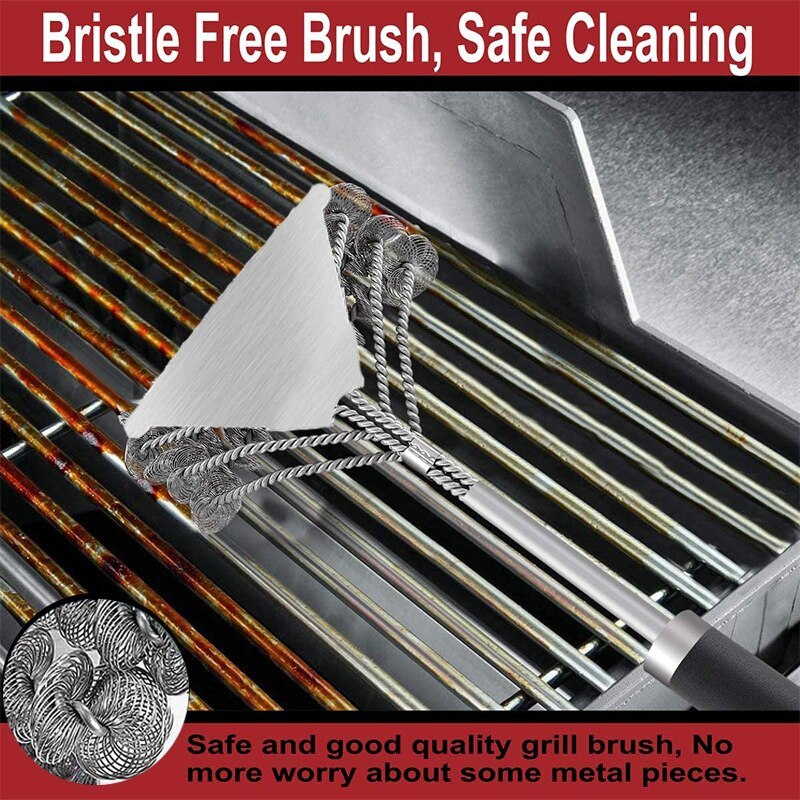 Βούρτσα καθαρισμού ψησταριάς μπάρμπεκιου Κιτ μπάρμπεκιου από ανοξείδωτο ατσάλι Βούρτσα καθαρισμού 3 σε 1 βούρτσα ψησταριάς και ξύστρα Αξεσουάρ κουζίνας Weber