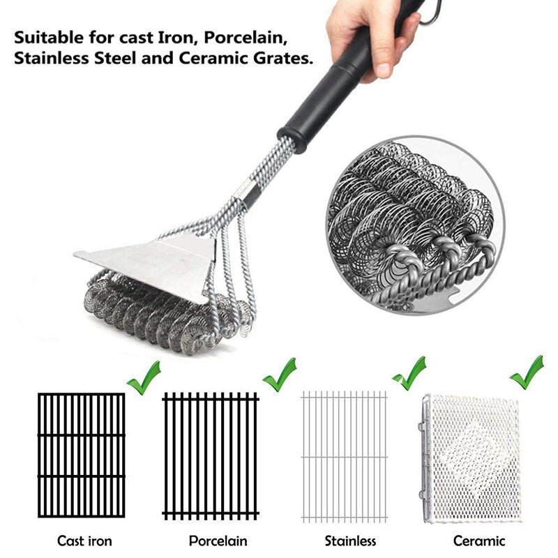 Βούρτσα καθαρισμού ψησταριάς μπάρμπεκιου Κιτ μπάρμπεκιου από ανοξείδωτο ατσάλι Βούρτσα καθαρισμού 3 σε 1 βούρτσα ψησταριάς και ξύστρα Αξεσουάρ κουζίνας Weber