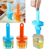 Sticlă cu perie de ulei de silicon pentru grătar Biscuiți de patiserie lichide cu ou rezistente la căldură cu mâner Perie de ulei de silicon Ustensile de bucătărie pentru coacere