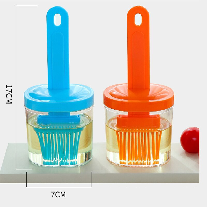 Sticlă cu perie de ulei de silicon pentru grătar Biscuiți de patiserie lichide cu ou rezistente la căldură cu mâner Perie de ulei de silicon Ustensile de bucătărie pentru coacere