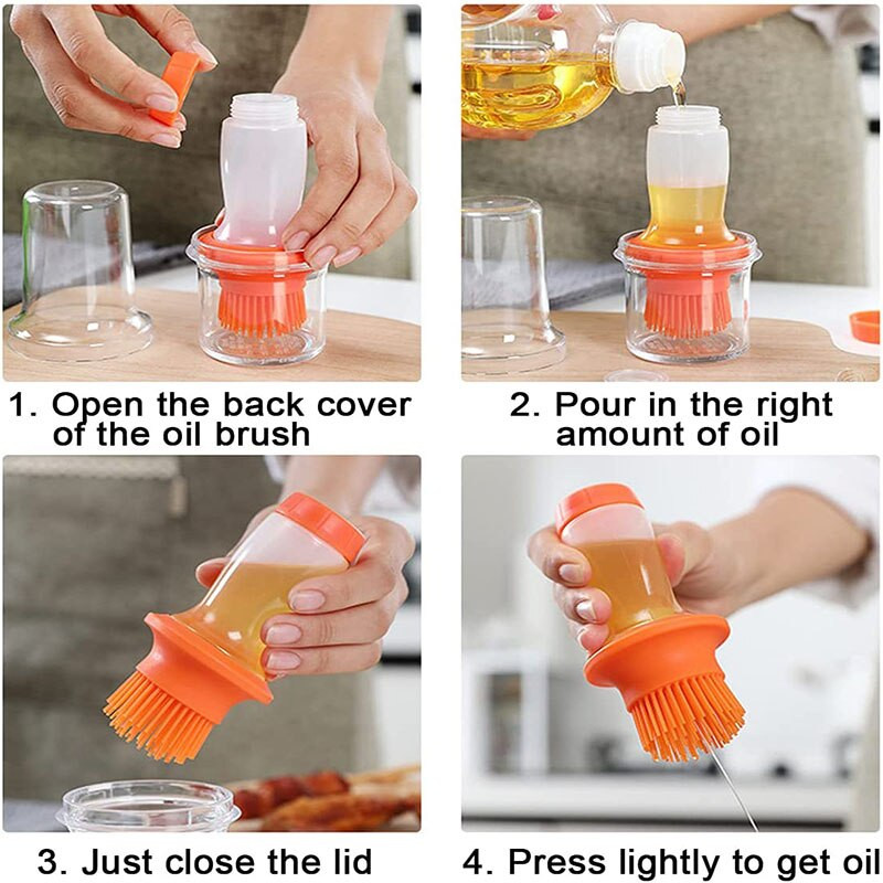 Sticla de ulei de silicon Perii pentru grătar Rezistent la temperatură Sticla de ulei lichid pentru gătit Grătar Accesorii pentru grătar Instrument Gadget de bucătărie