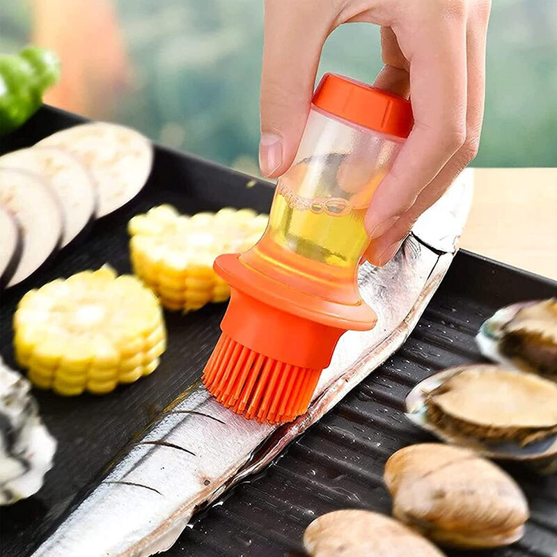 Sticla de ulei de silicon Perii pentru grătar Rezistent la temperatură Sticla de ulei lichid pentru gătit Grătar Accesorii pentru grătar Instrument Gadget de bucătărie