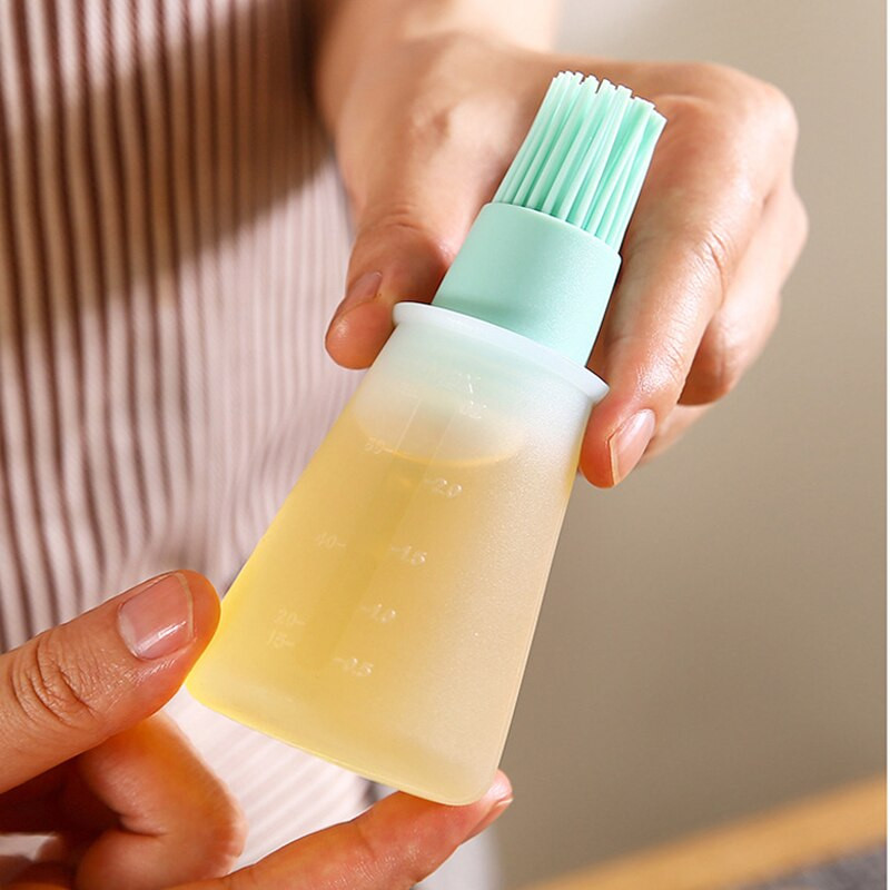 Perie de ulei de silicon moale Perie de sticlă de ulei de grătar cu capac Ulei de măsline Coacerea gătit Perii de ungere pentru grătar Carne Gadget de bucătărie