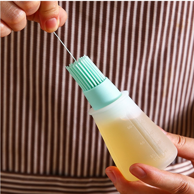 Perie de ulei de silicon moale Perie de sticlă de ulei de grătar cu capac Ulei de măsline Coacerea gătit Perii de ungere pentru grătar Carne Gadget de bucătărie