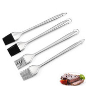 Kepsninės šepetys su tuščiaviduriu nerūdijančio plieno rankenu Creative BBQ aliejaus šepetys Grilio įrankių silikono šlavimo mašina