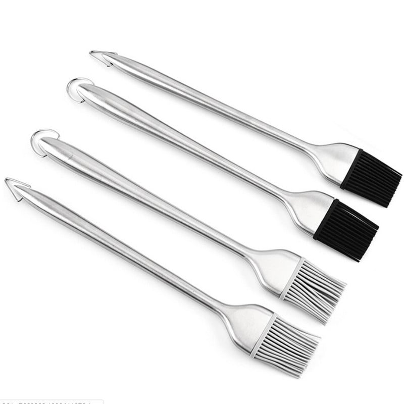 Kepsninės šepetys su tuščiaviduriu nerūdijančio plieno rankenu Creative BBQ aliejaus šepetys Grilio įrankių silikono šlavimo mašina