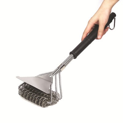 1PC 3 în 1 Perie pentru grătar pentru curățarea grătarului 17 inch Perie pentru grătar fără peri de siguranță Perie pentru curățarea grătarului Instrument pentru grătar D729