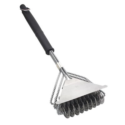 1 db 3 az 1-ben BBQ Cleaner grillkefe 17 hüvelykes biztonsági, sörtementes grillkefe Grilltisztító grillkefe Grilleszköz D729