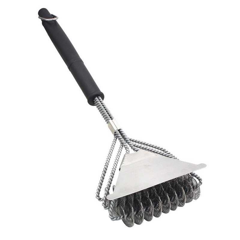 1 db 3 az 1-ben BBQ Cleaner grillkefe 17 hüvelykes biztonsági, sörtementes grillkefe Grilltisztító grillkefe Grilleszköz D729