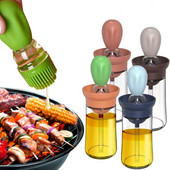 Instrument pentru grătar de bucătărie Sticlă de ulei de silicon Perie de ulei Recipient de sticlă Grătar Grătar Dispenser perie de ulei Sticla de condimente
