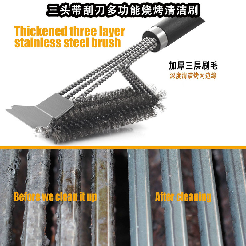 BBQ Cleaner Grilltartozékok Konyhai Kiegészítők Grill Grill készlet Tisztítókefe Rozsdamentes acél főzőeszközök