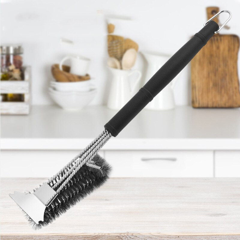 Grillpuhastusvahend Vasktraadipuhastushari Grillpuhastus 3in1 Eriti pika varrega roostevabast terasest harjad Õues telkimistarvikud