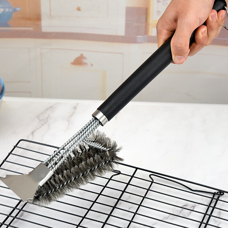 Grillpuhastusvahend Vasktraadipuhastushari Grillpuhastus 3in1 Eriti pika varrega roostevabast terasest harjad Õues telkimistarvikud
