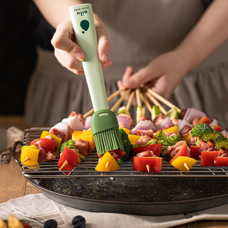 Perie pentru ulei pentru grătar, din silicon, pentru gătit de patiserie, pentru grătar, pentru bucătărie, unealtă rezistentă la căldură, accesoriu pentru perie pentru ulei de silicon detașabilă la temperatură înaltă