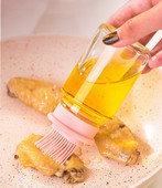 1 bucată perie portabilă pentru sticlă de ulei de silicon cu capac, perie de ulei pentru grătar rezistentă la temperaturi înalte, perie pentru grătar, unelte de bucătărie