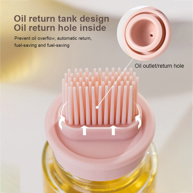 1 bucată perie portabilă pentru sticlă de ulei de silicon cu capac, perie de ulei pentru grătar rezistentă la temperaturi înalte, perie pentru grătar, unelte de bucătărie