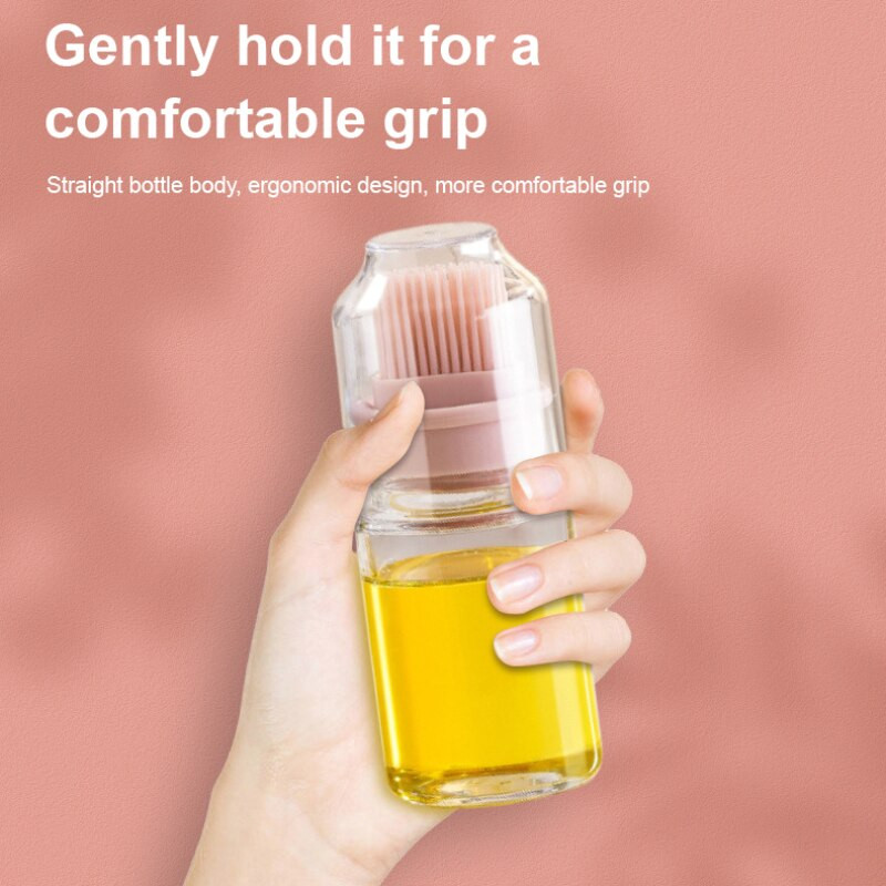 1 bucată perie portabilă pentru sticlă de ulei de silicon cu capac, perie de ulei pentru grătar rezistentă la temperaturi înalte, perie pentru grătar, unelte de bucătărie