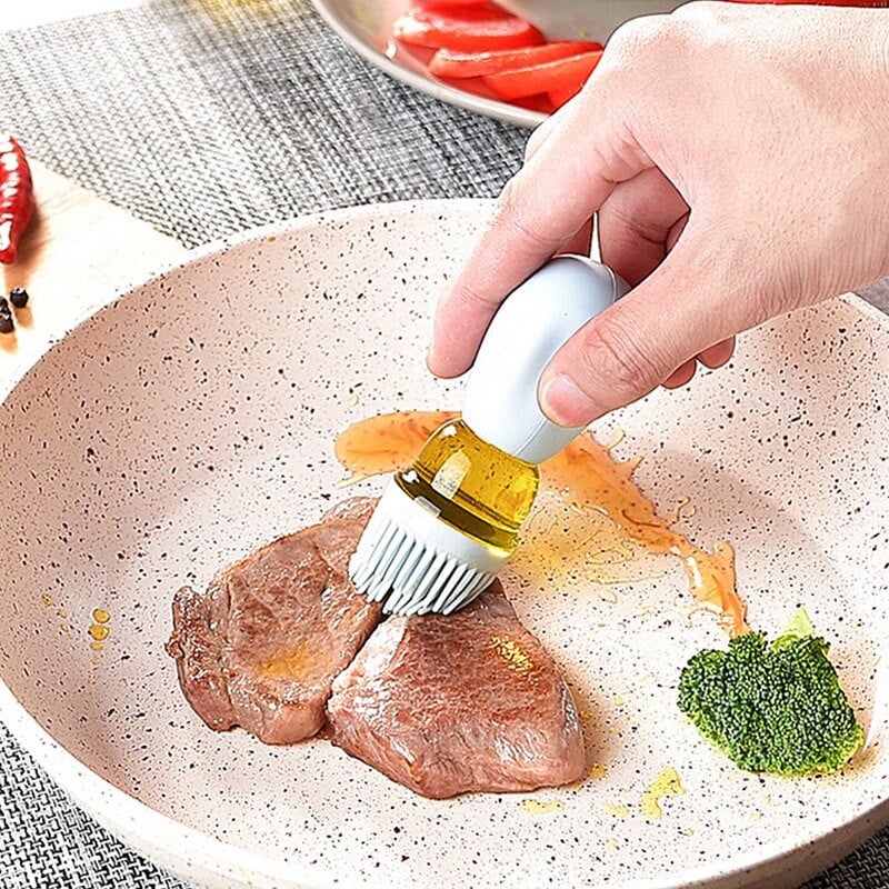 Virtuvės silikono aliejaus buteliukas aliejaus šepetėlis Kepimo kepsninė Grilis aliejaus šepečio dozatorius Tešlos kepsnių aliejaus šepečiai Virtuvės kepimo BBQ įrankis