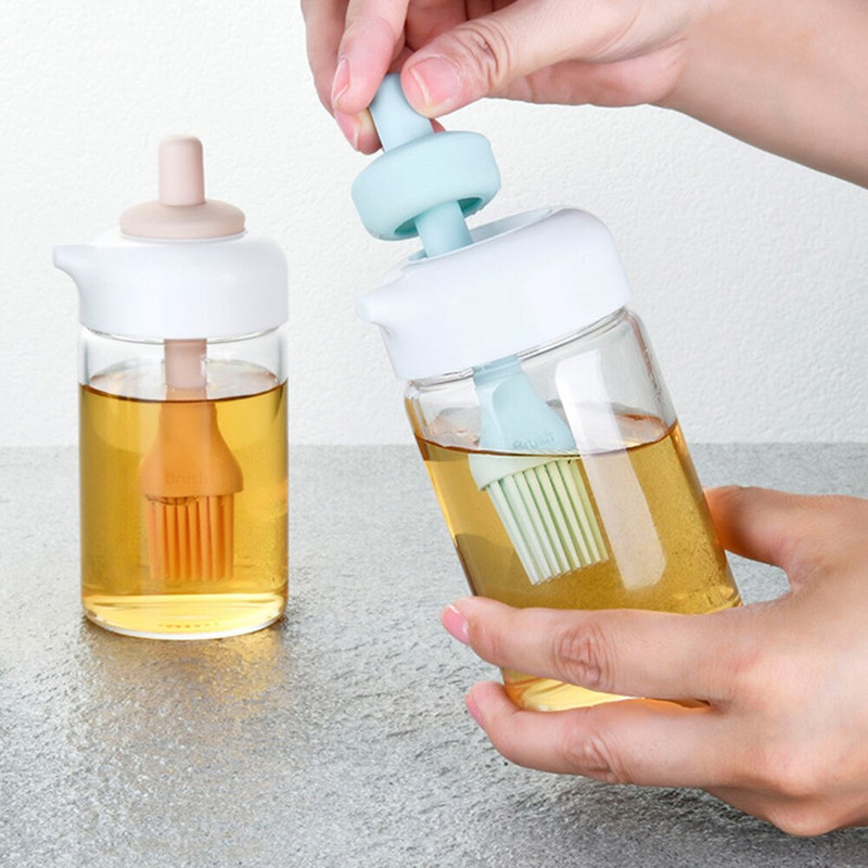 Perie portabilă de ulei pentru grătar din silicon Sticlă de sticlă Perie pentru grătar Grătar Patiserie Friptură Depozitare lichide Accesorii pentru unelte pentru grătar