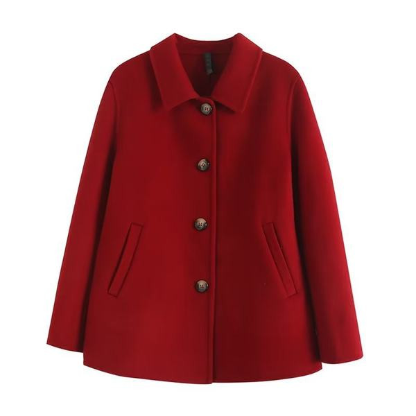 Palton de dama model scurt cu nasturi si buzunar