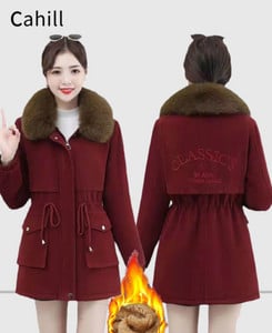 Moteriškas laisvalaikio paltas su pamušalu ir užtrauktuku bei sagomis