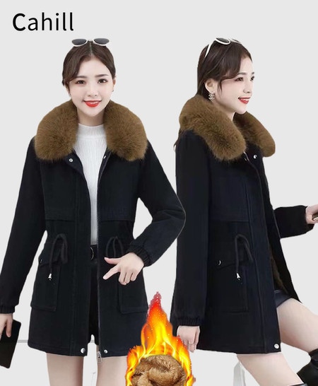 Moteriškas laisvalaikio paltas su pamušalu ir užtrauktuku bei sagomis