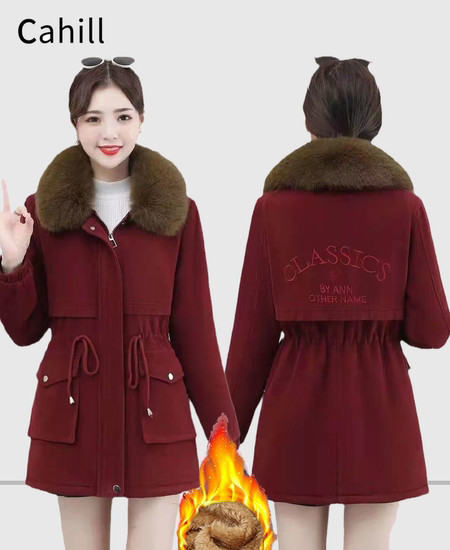 Moteriškas laisvalaikio paltas su pamušalu ir užtrauktuku bei sagomis