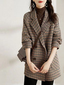 Palton de damă în carouri cu căptușeală și buzunar