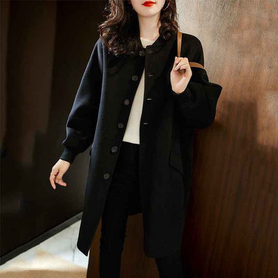 Palton casual dama cu nasturi - culoare neagra