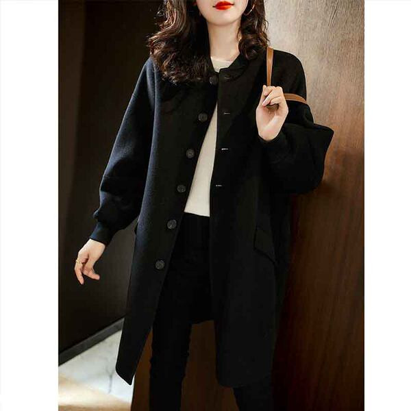 Palton casual dama cu nasturi - culoare neagra