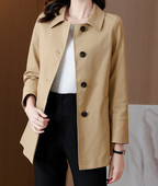 Palton de damă de toamnă cu mâneci lungi și închidere cu nasturi