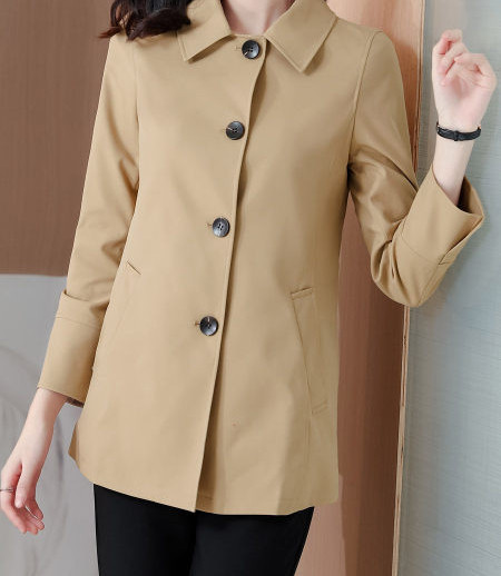 Palton de damă de toamnă cu mâneci lungi și închidere cu nasturi